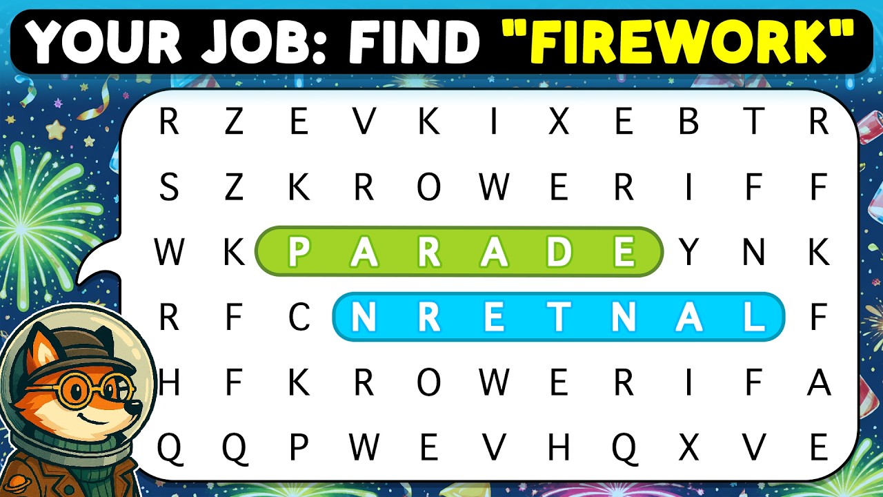 🦊🔍 Word Search Puzzle | Categories: Festivals Graduation Toys 🔎🦊 | Word Search Game