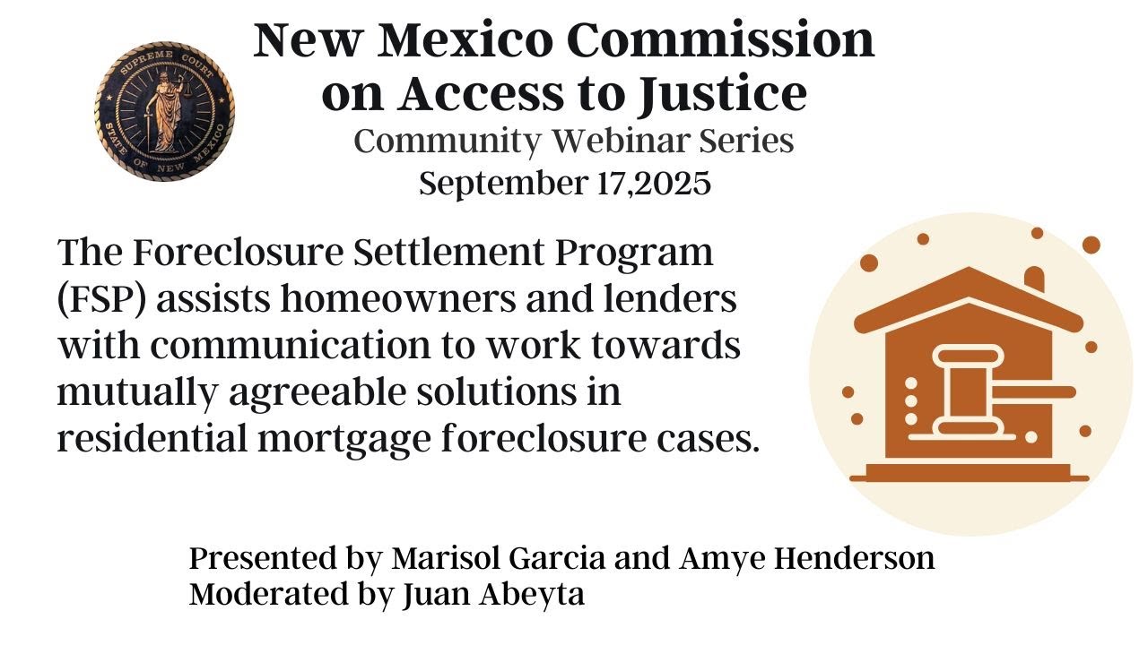 ATJ Webinar Series Foreclosure Settlement Program 17 Sep 25