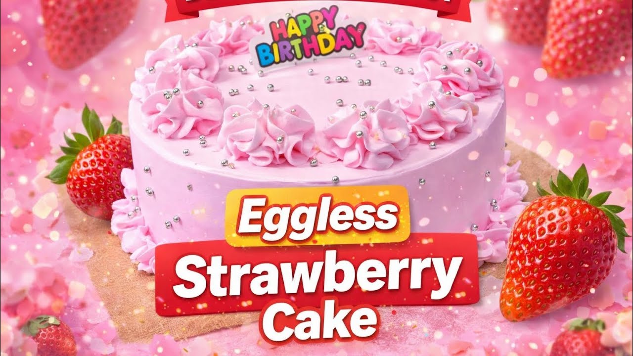 Eggless strawberry cake 🍰🍓 | how to make eggless cake | ice cake | बिना अंडा बिना ओवन केक रेसिपी  | 