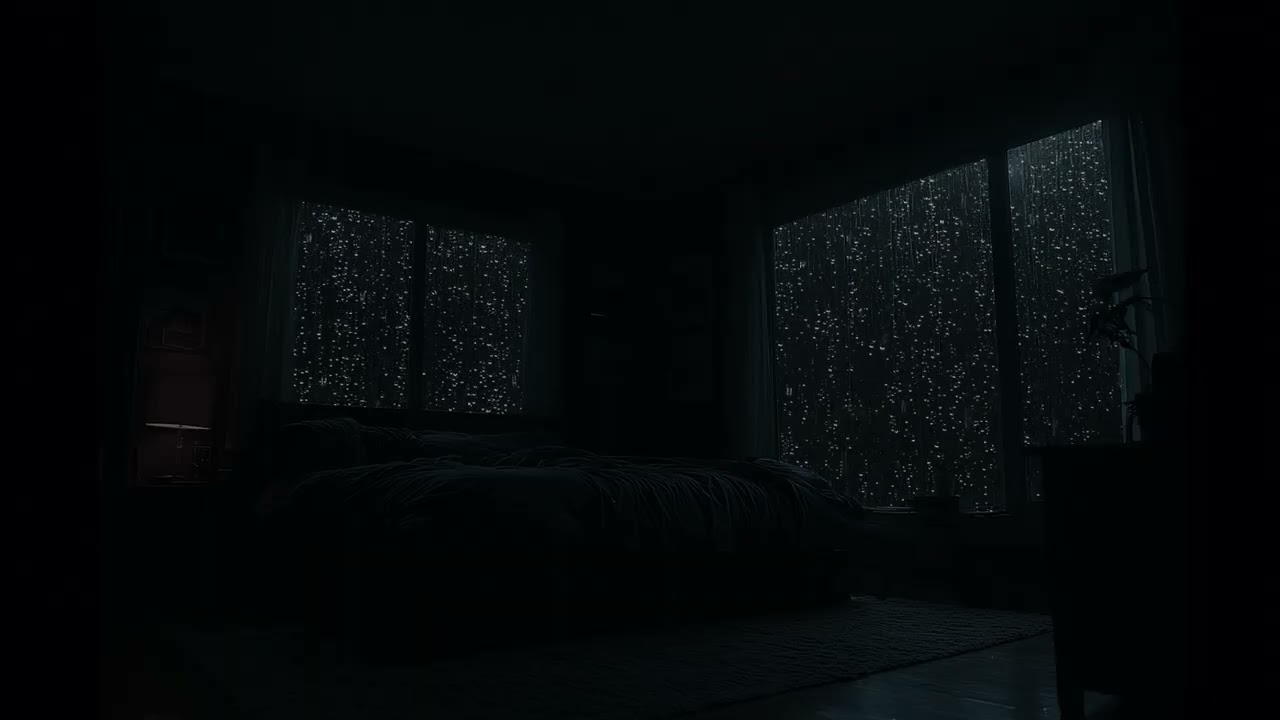 Dark Cozy Bedroom with Rain Sounds | Perfect Rain ASMR for Sleep