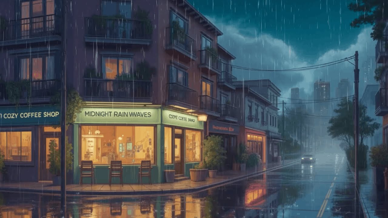 Tokyo Rainy Night Balcony 🌙 Peaceful Lofi Music with City Lights View