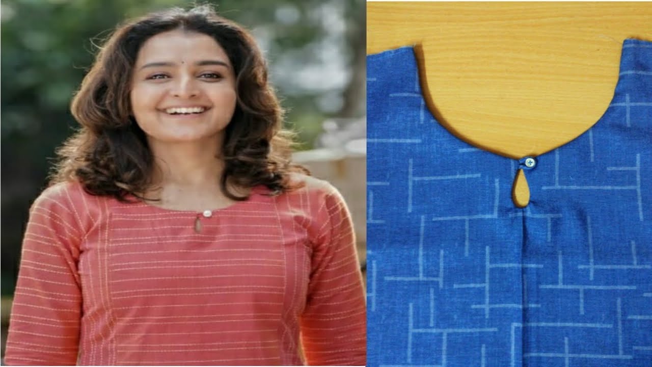 Manju Warrier inspired churidar neck design/Celebrity inspired neck design