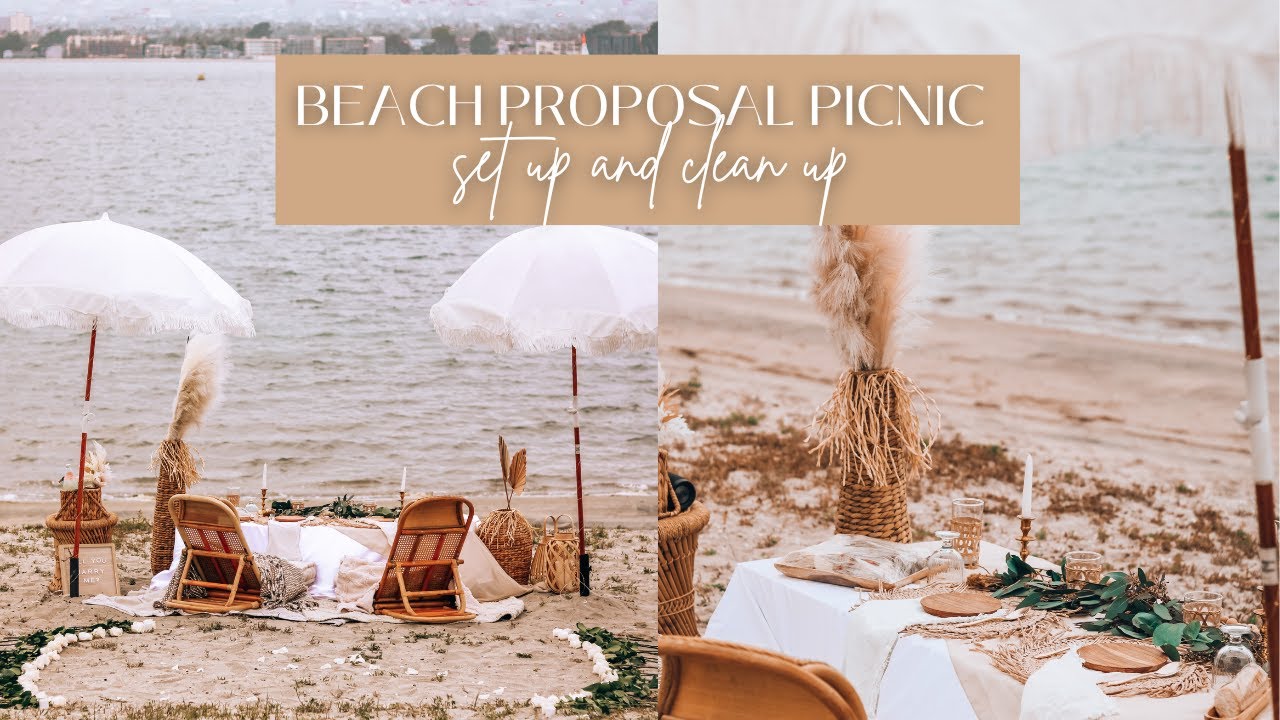 BEACH PROPOSAL PICNIC | setting up at a hotel resort & clean up