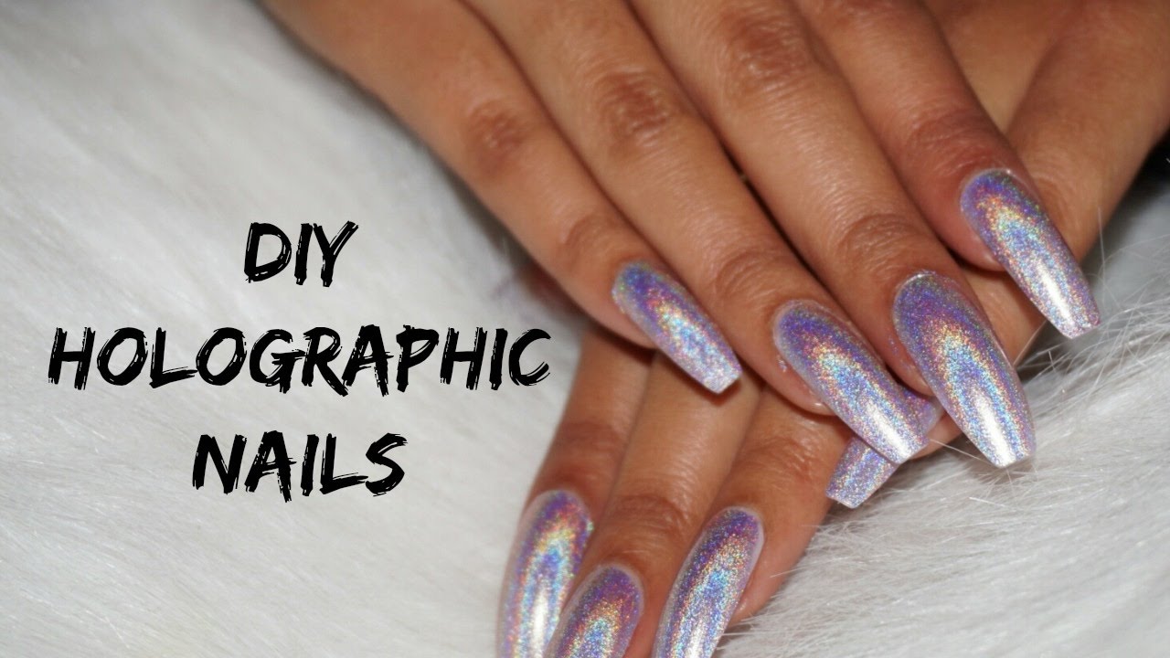 DIY CHEAP COFFIN/BALLERINA HOLOGRAPHIC NAILS AT HOME (NO ACRYLIC)