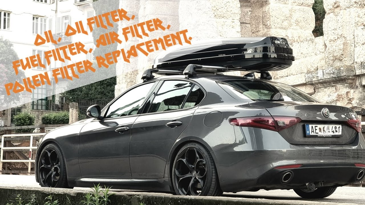 Alfa Romeo Giulia 2.2JTD oil, oil filter, fuel filter, air filter, pollen filter replacement.