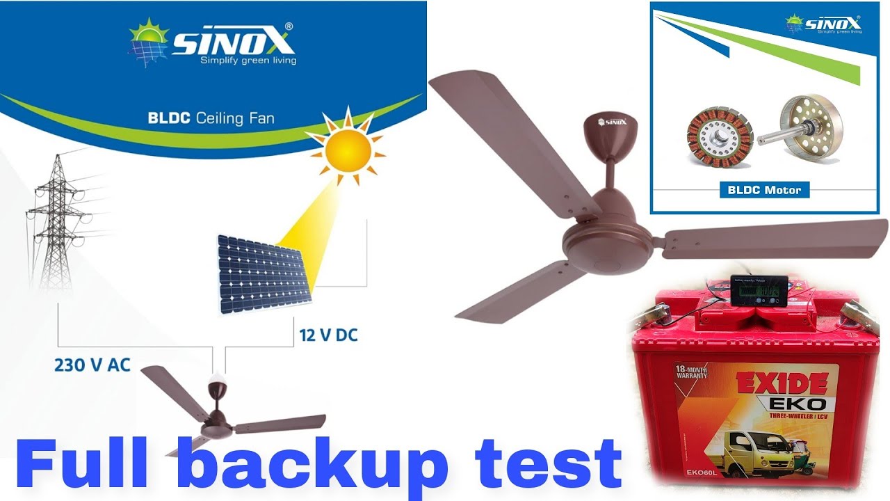 SINOX Hybrid Dual Input 12V DC || 230V AC Operate Ceiling Fan Full backup test