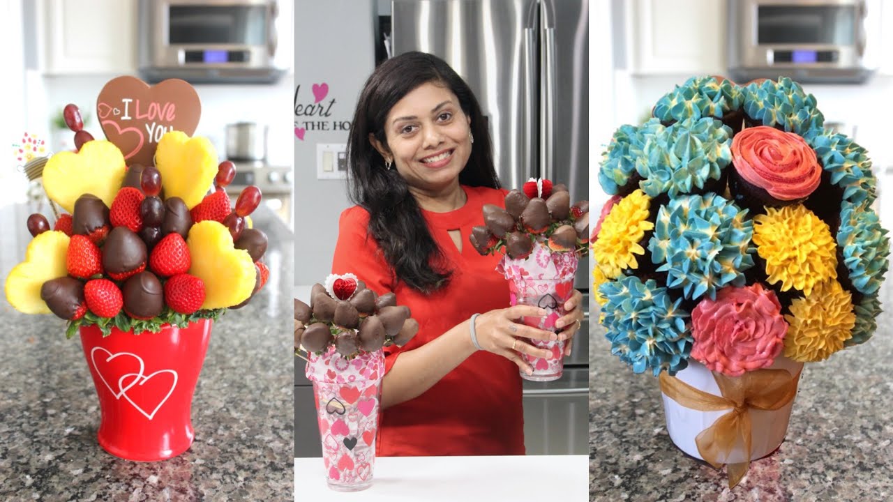 How to Make Edible Bouquet Chocolate Coated Strawberries Video Recipe | Bhavna's Kitchen