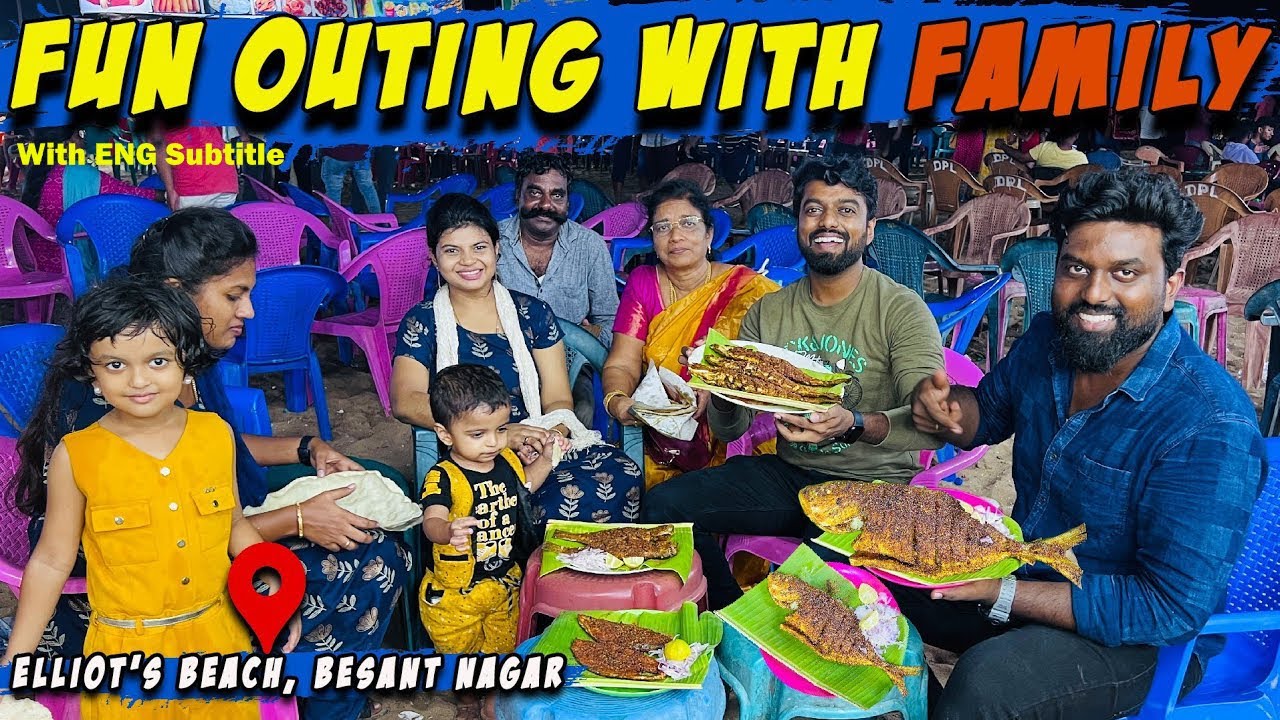 FUN Weekend with FAMILY & Seafood வேட்டை at Besant Nagar Beach | ENG Subs | DAN JR VLOGS