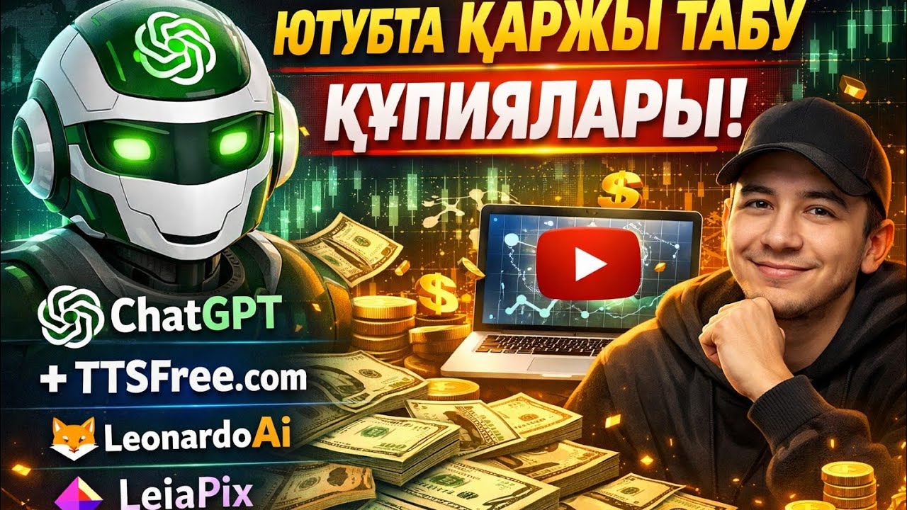 Нег бөл 13-сабақ. ChatGPT+TTSFree.com+LeonardoAi+LeiaPix+VegasPro бағдарламаларымен ютубта ақша табу