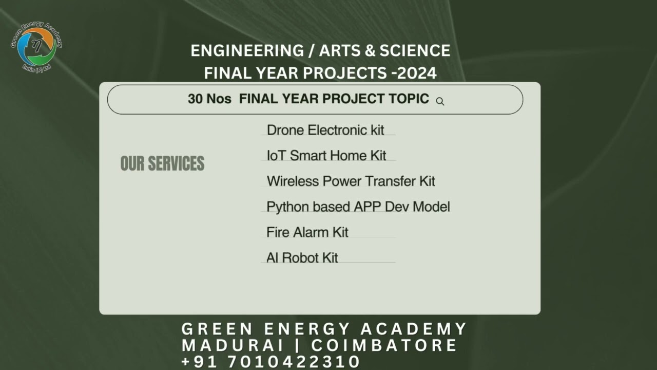 FINAL YEAR PROJECT TOPICS  IN TAMIL @MADURAI |+91 7010422310 #finalyearprojects