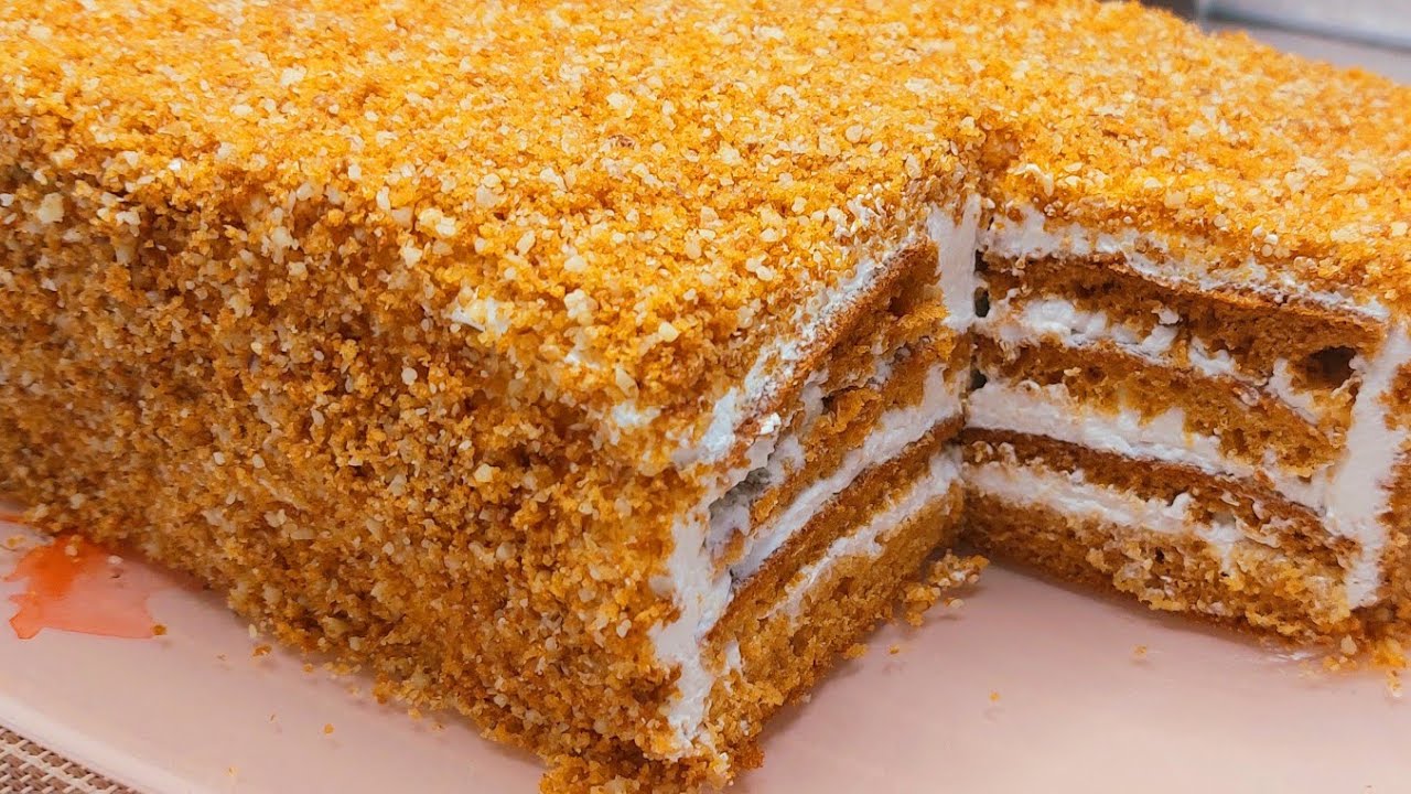 МЕДОВИК БЕЗ РАСКАТКИ КОРЖЕЙ С ИДЕАЛЬНЫМ КРЕМОМ!👌HONEY CAKE #медовик #медовыйторт #cake