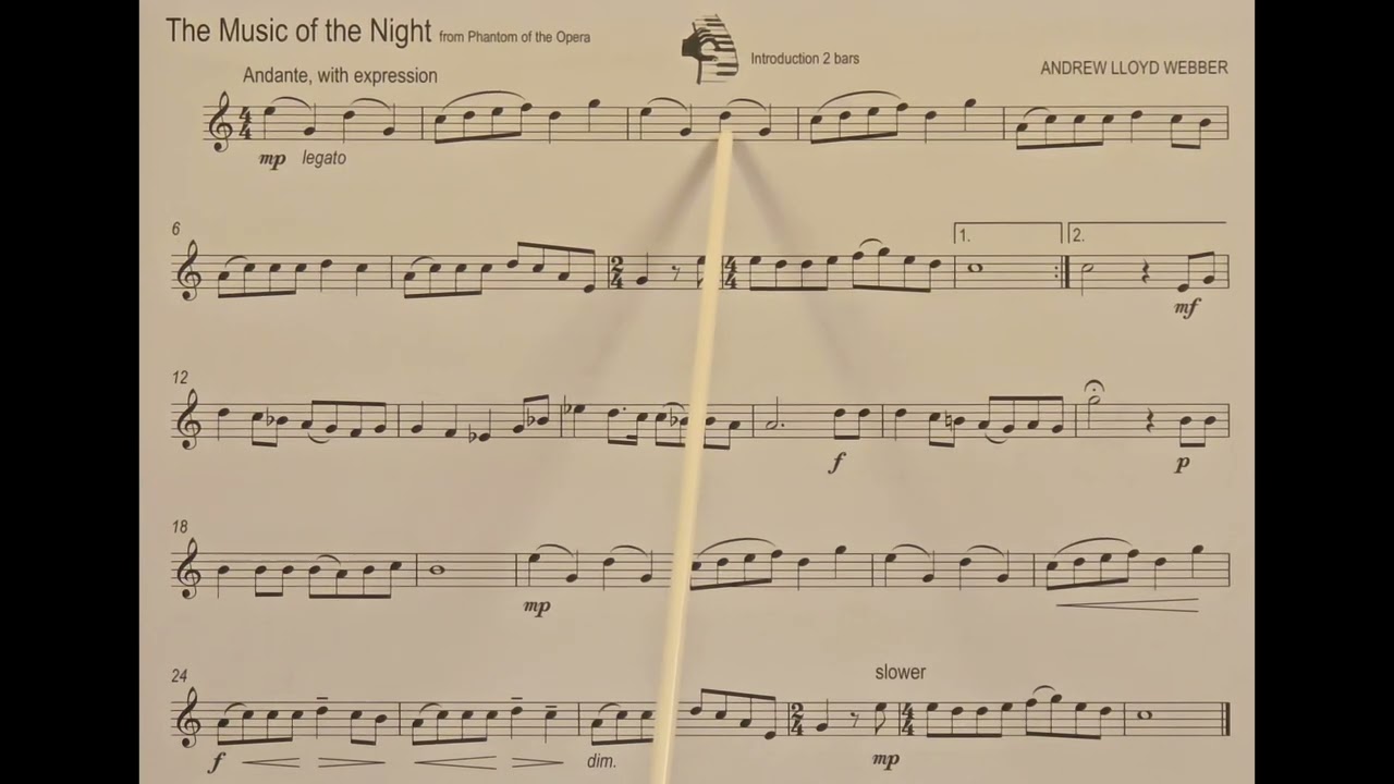 The Music of the Night by Andrew Lloyd Webber piano accompaniment at rehearsal speed
