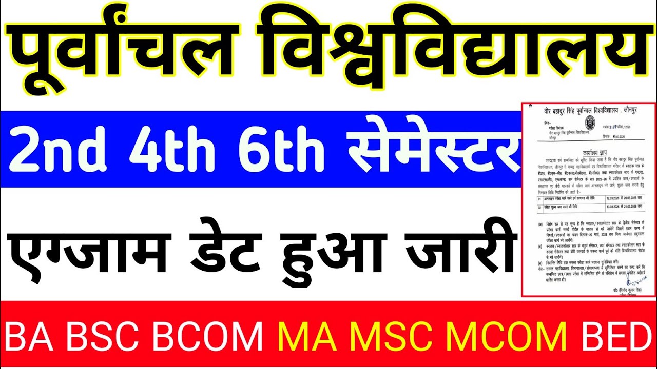 Vbspu Exam Date 2026 हुआ जारी☑️|Vbspu Exam Date 2026|Vbspu Ba 2nd Semester Exam Date 2026