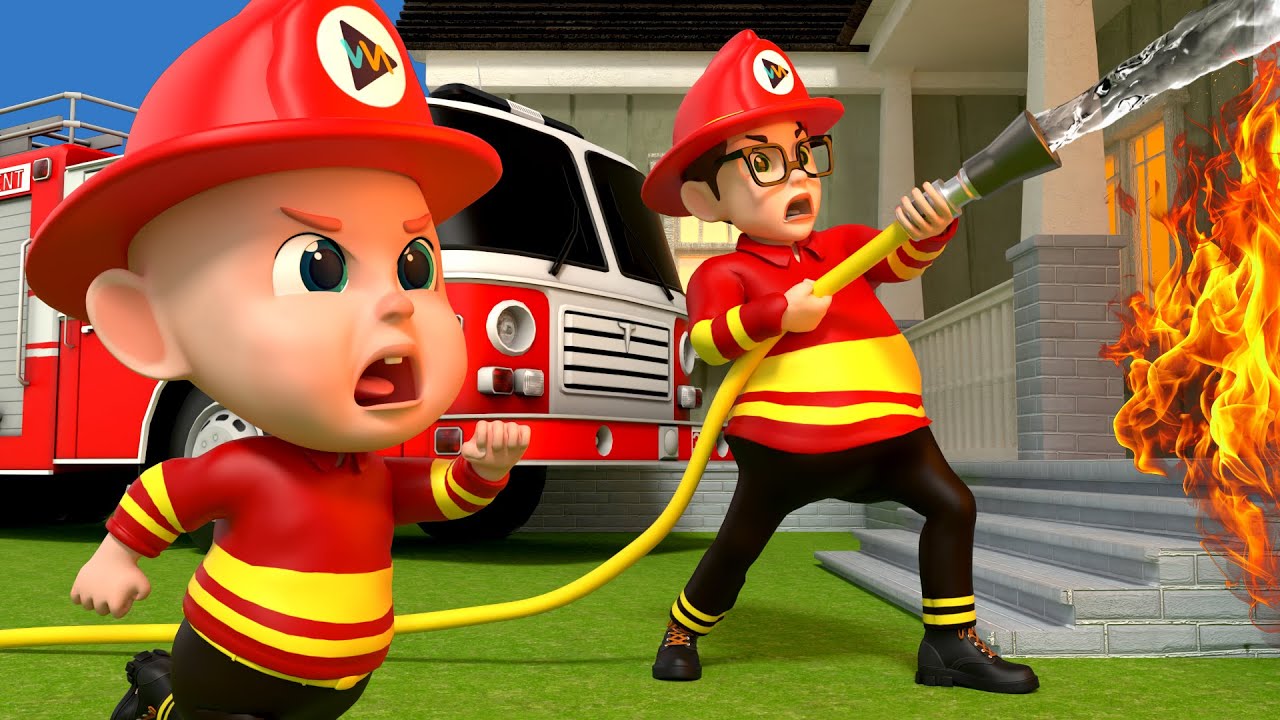 Brave Firefighters Song - Fire Truck Rescue Team | Police Cartoon | Nursery Rhymes & Kids Song