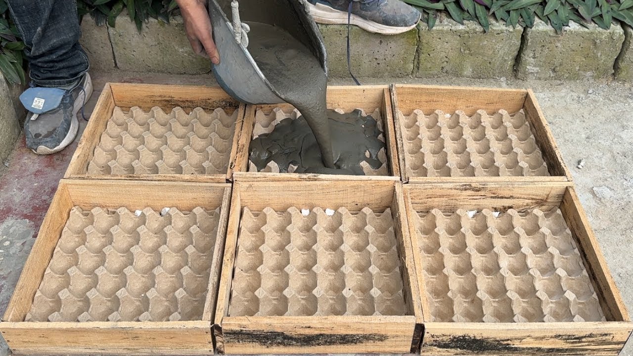 Flower Pots Craft - DIY Beautiful Flower pots from Cement and Egg trays