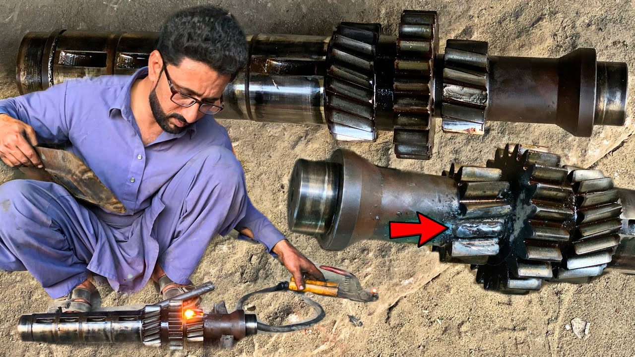 Heavy Duty Truck Gear Box Main Shaft  TeethReapering / Gear Shaft rebuild #pkmechanics￼