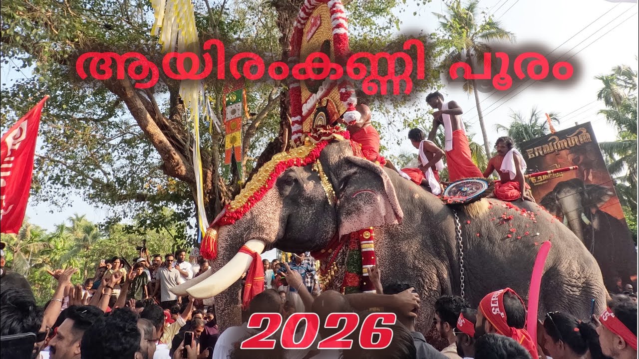 ആയിരംകണ്ണി പൂരം 2026  പുതുപ്പുള്ളി കേശവൻ.കുഞ്ചു. അമ്പാടി ബാലൻ 33ൽ പരം ആനകൾ അണിനിരന്നു 