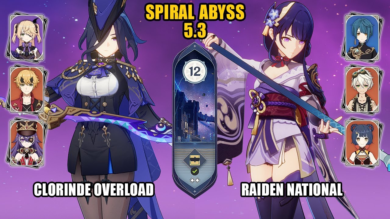 Clorinde Overload & Raiden National | NEW Spiral Abyss 5.3 | Genshin Impact