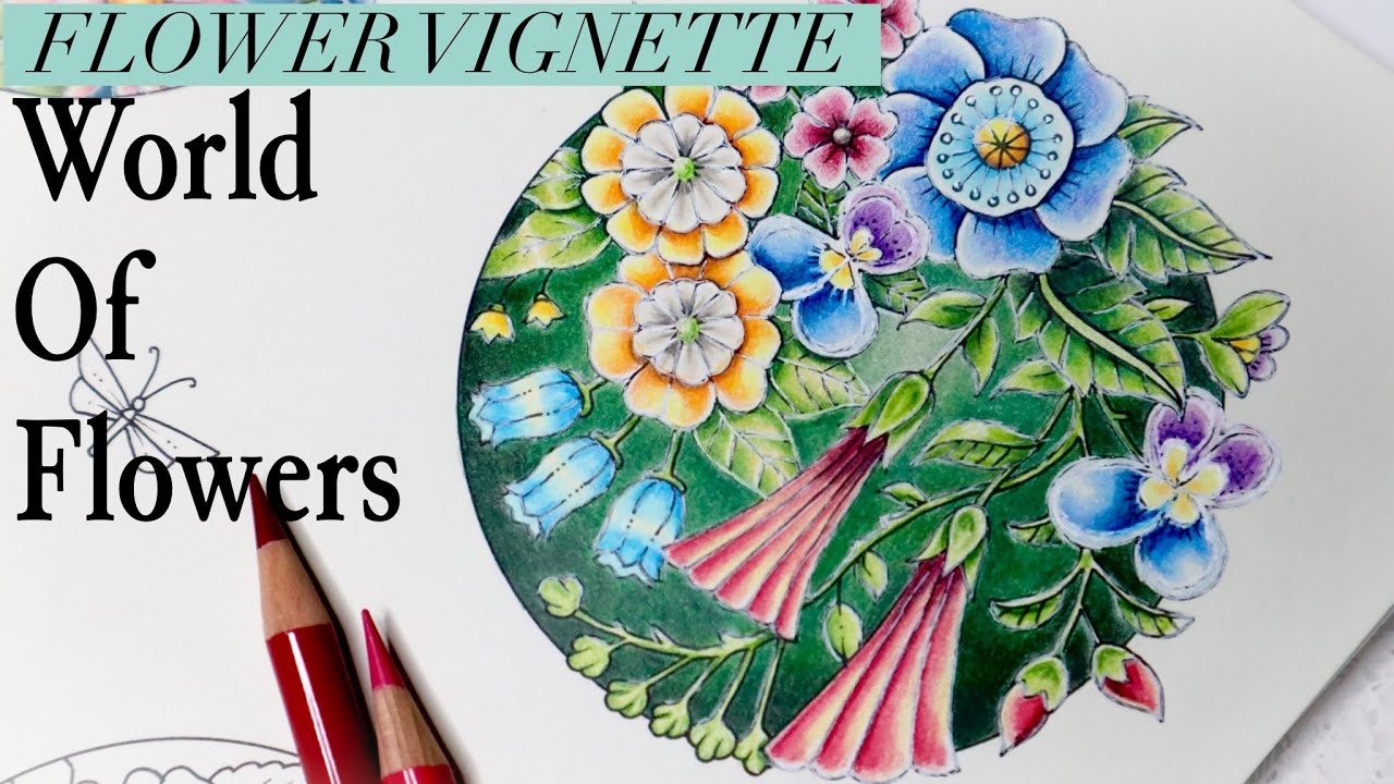 Flower Vignette in World Of Flowers Johanna Basford | Polychromos | Adult Colouring