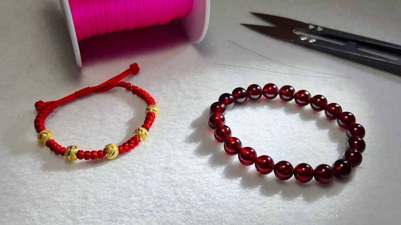 Thanksgiving Day Jewelry Idea Sharing - Garnet Bracelet 18K Yellow Gold Bead (detailed instructions)