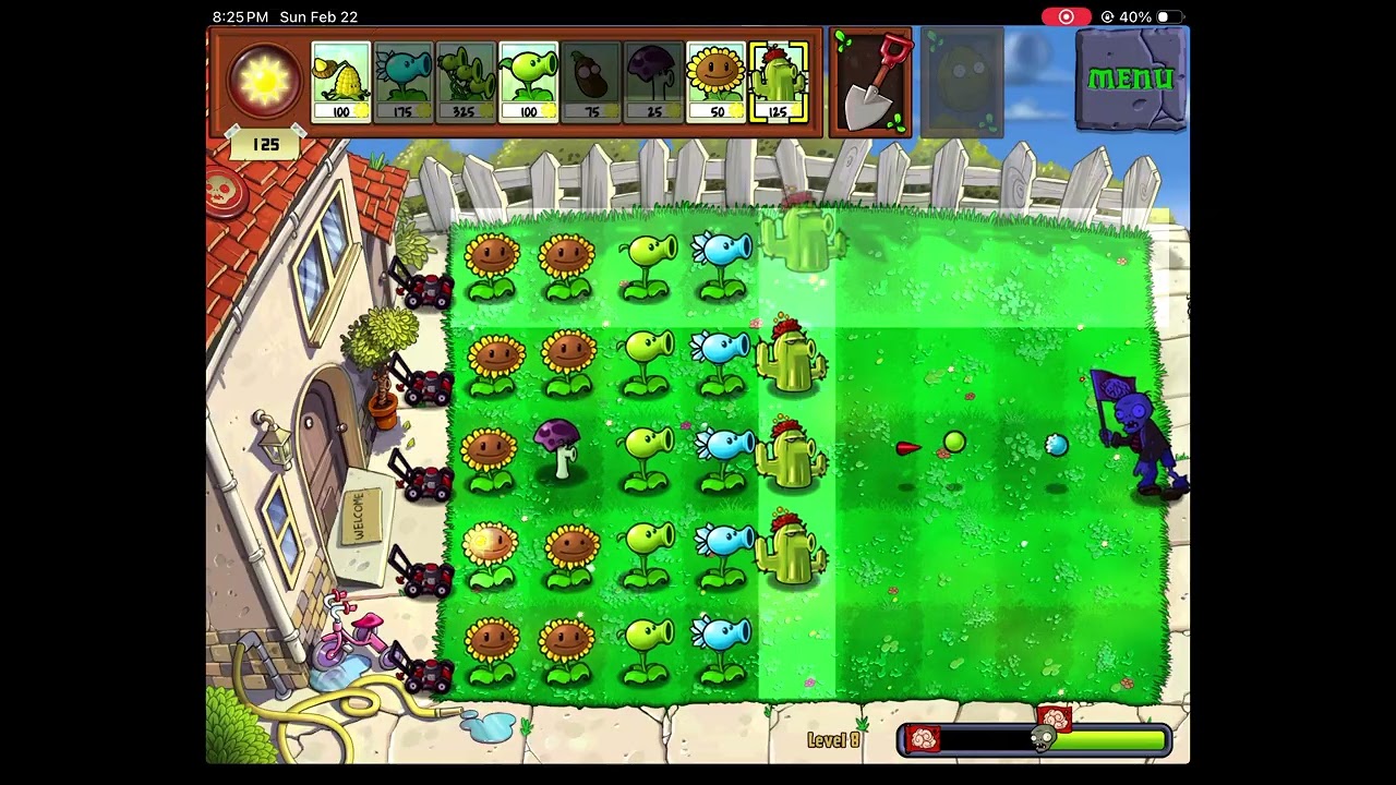 Plants vs. Zombies™ HD (iPadOS) Day level 8 (Walktrough) (2018/2026)