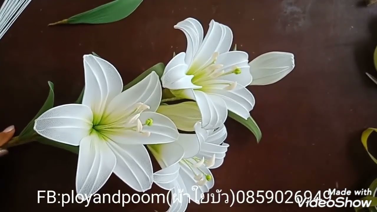 Longiflorum hybrid/lily (ลิลลี่ปากแตร)  How to make nylon/stocking flower by ployandpoom