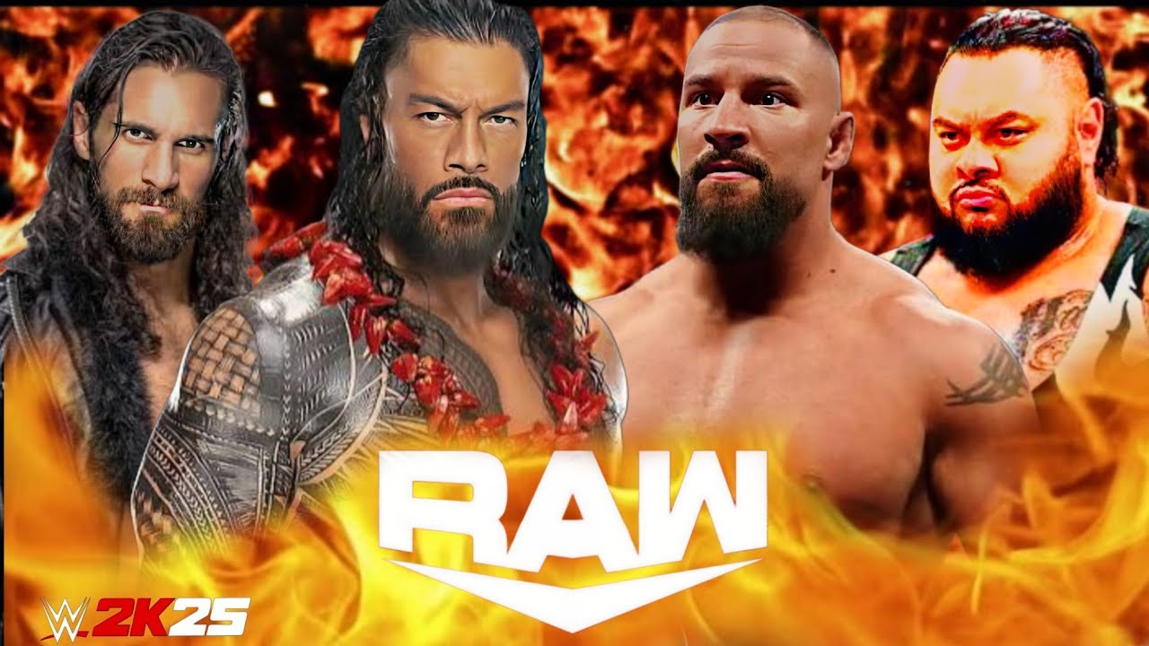 Роман Рейнс и Сет Роллинс против Вижена, WWE Raw, 18 января 2026 года, командный бой, WWE2k25 - P...