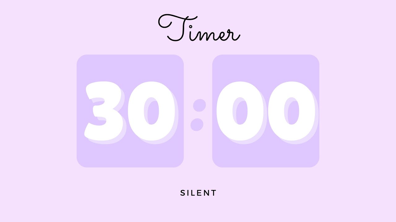 🪻 30 Minutes Silent Timer with Cute Ending Alarm | Pastel Purple Timer