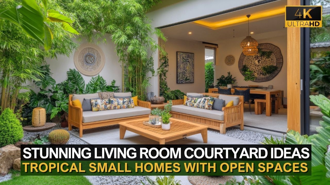Stunning Living Room Courtyard Ideas: Tropical Designs for Beautiful Small Homes with Open Spaces