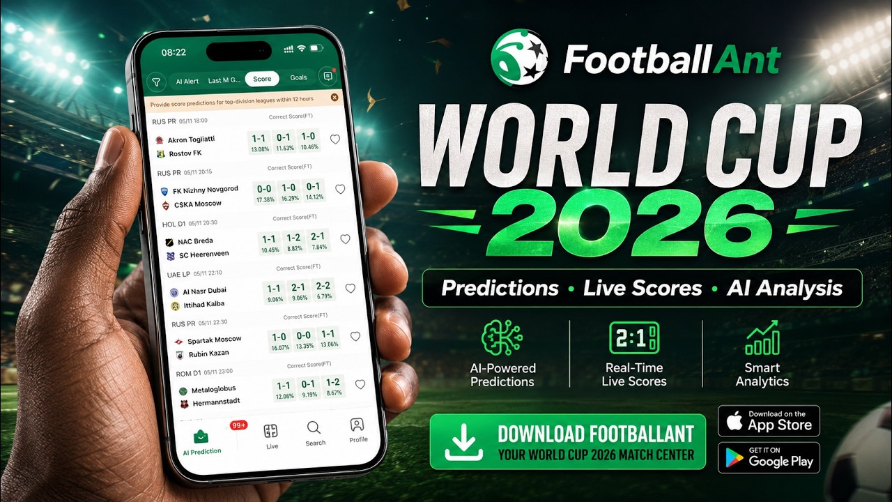FootballAnt App | World Cup 2026 Predictions, Live Scores & AI Match Analysis