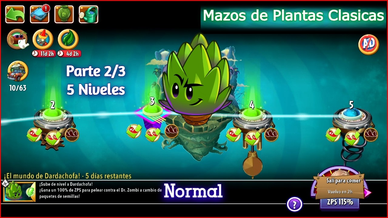 PVZ 2 [Parte 2/3 - 5 Niveles Normal][Busqueda de Penny Dardachofa]