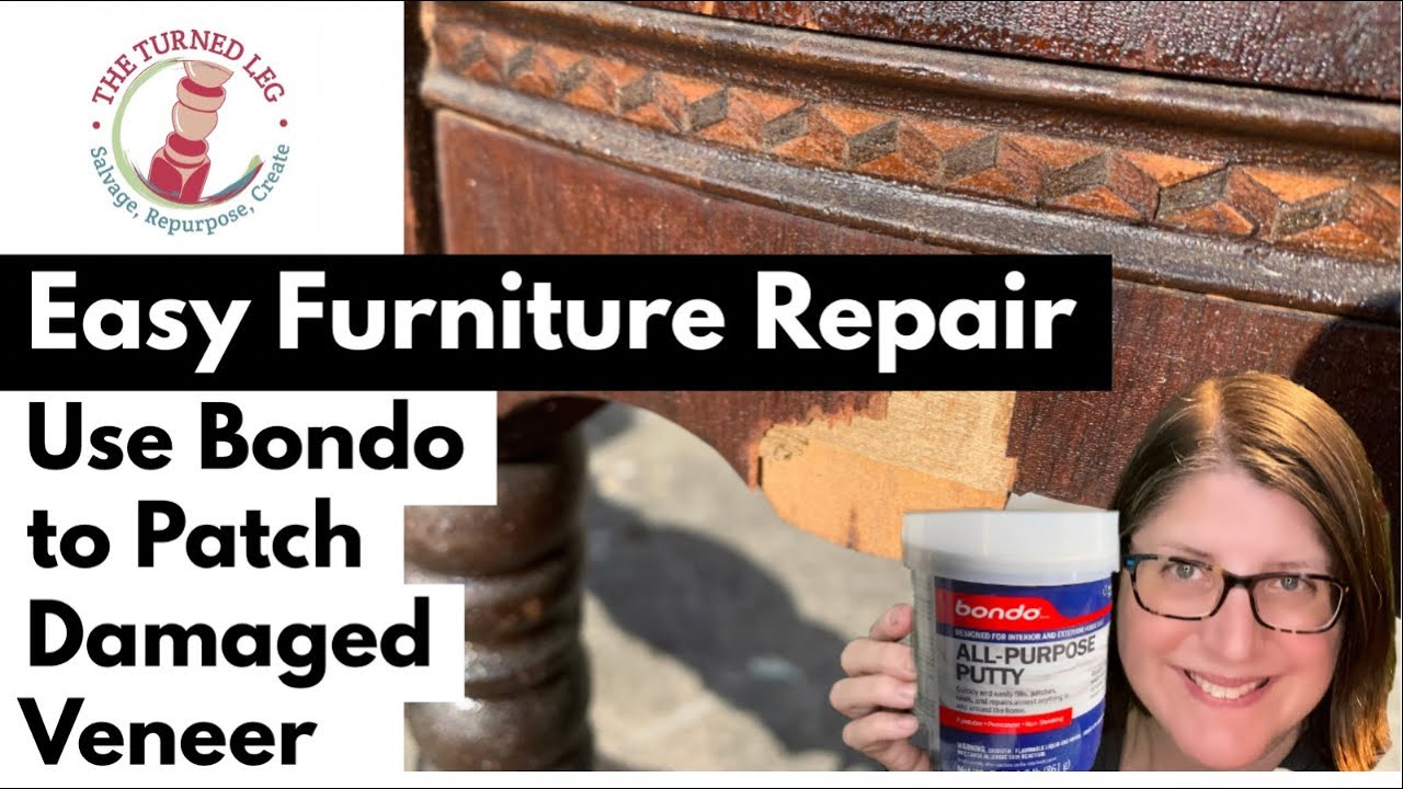 Easy Furniture Repair Using Bondo to Patch Damaged Veneer Before Painting