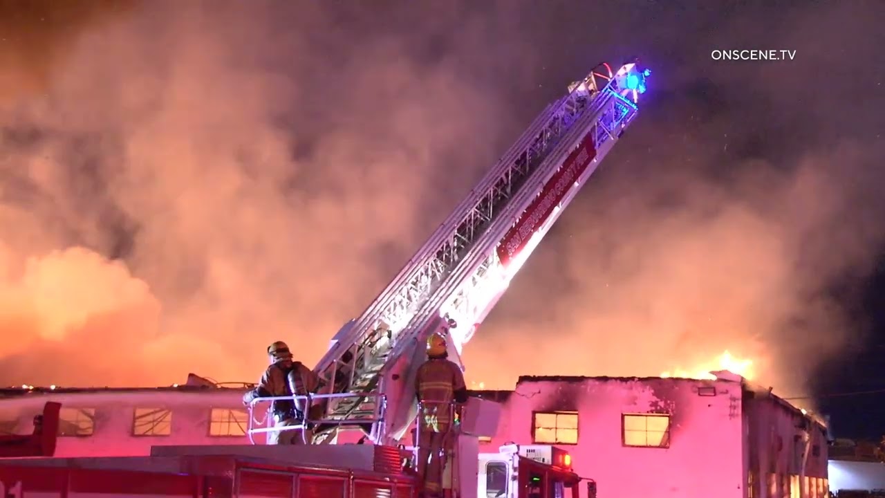 Firefighters Battle Massive Commercial Building Fire