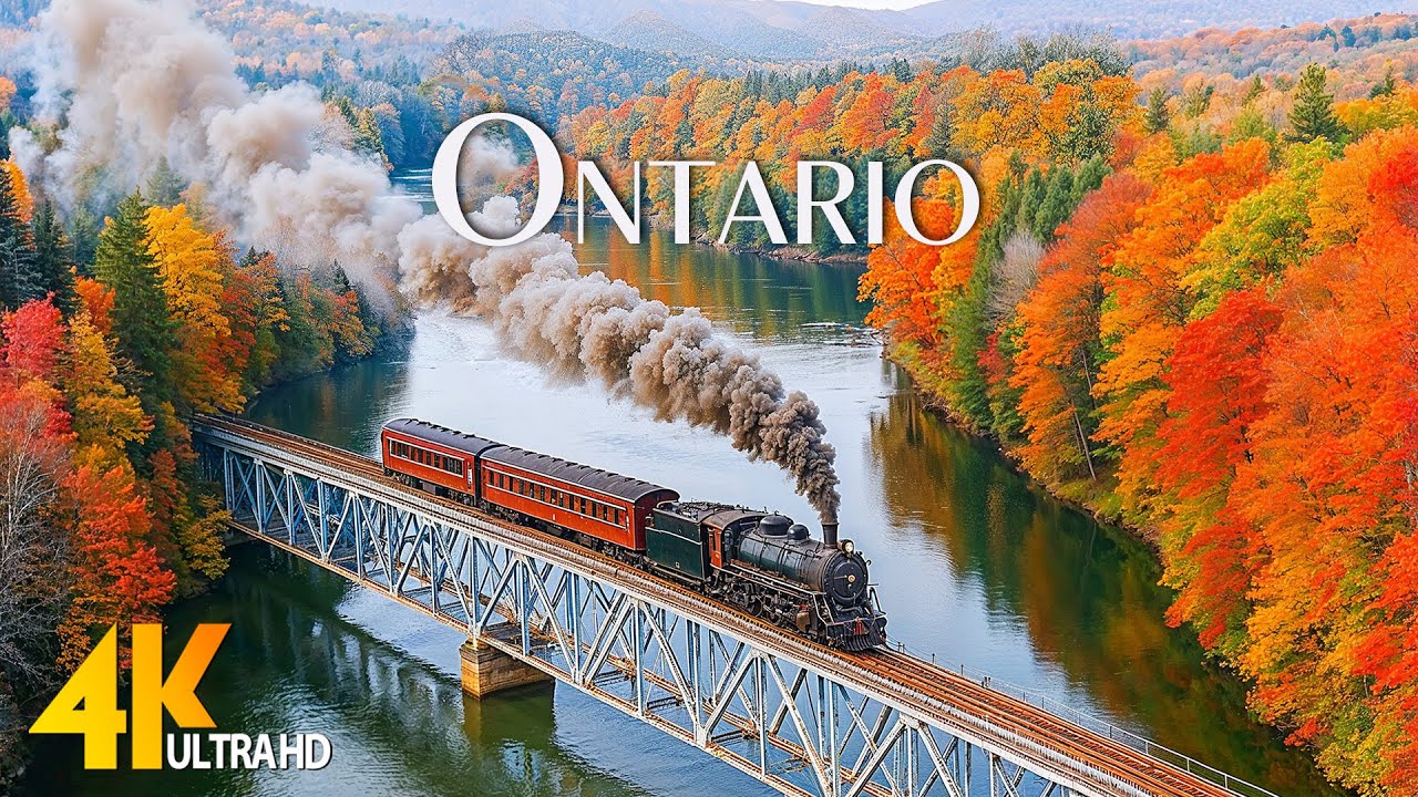 🍁 Ontario Autumn 4K UHD | Scenic Aerial Flyover of Algonquin, Muskoka & Niagara Fall Colors 🍂