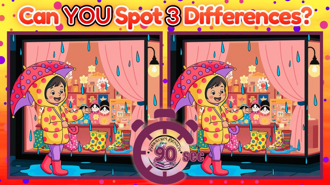 Spot the Difference Puzzle Challenge | Polka Dot Day, Find the Difference Brain Game #rainyday #rain