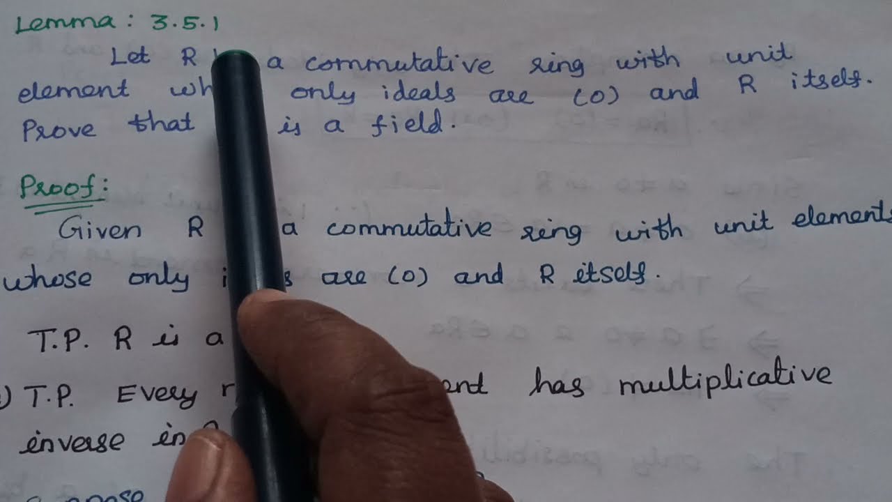 Let R be a commutative ring with unit element whose only ideals are (0) and R  then R is a field
