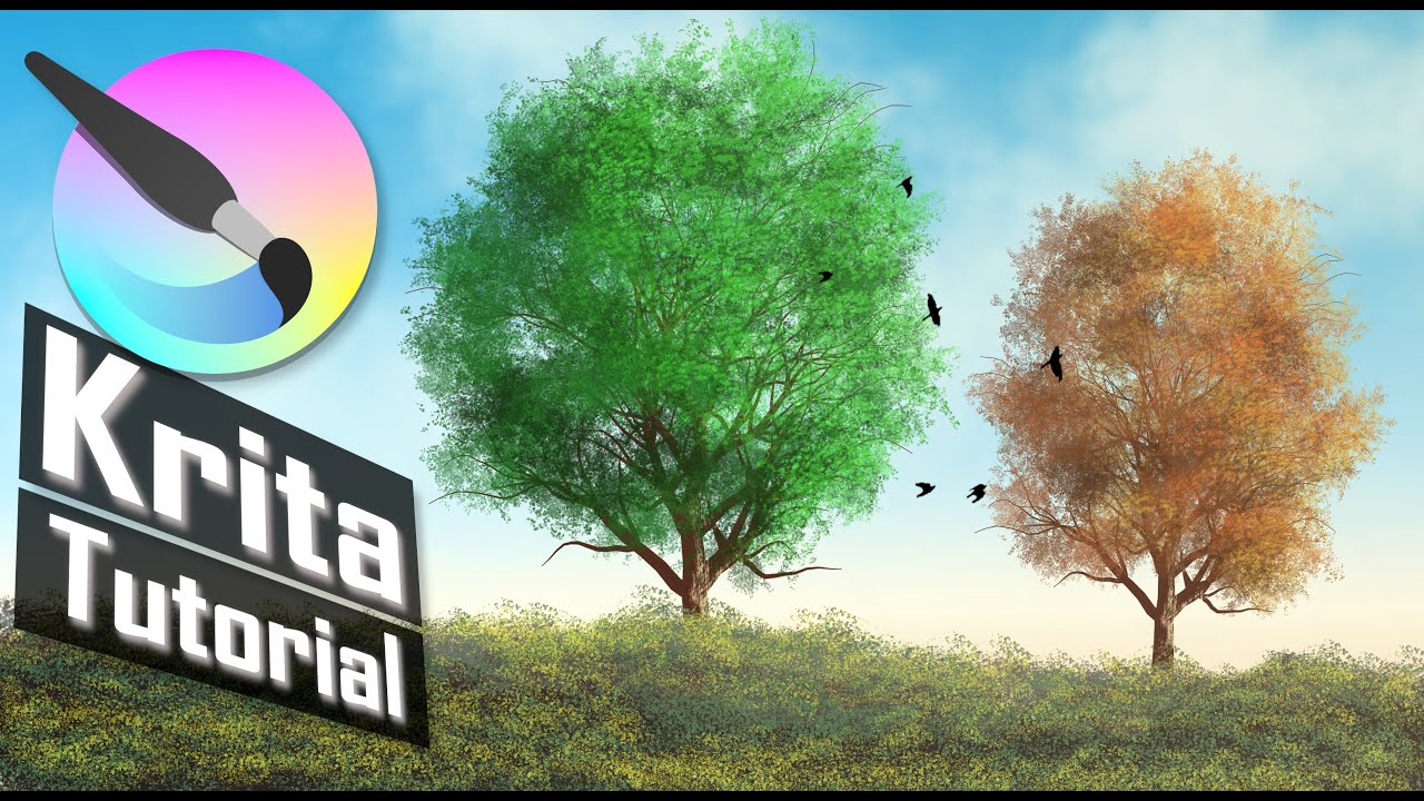 Krita - Realistische Bäume und Gras in Krita zeichnen | Tutorial 2020