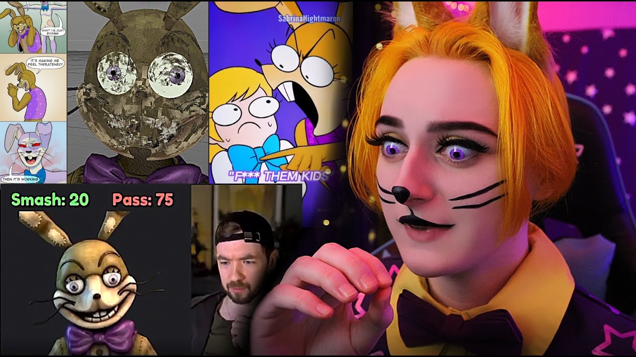 Glitchtrap tries not to laugh... at himself.
