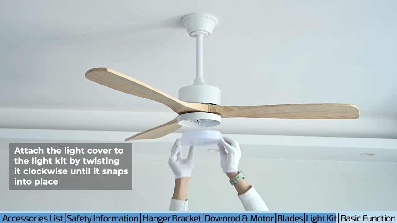 How to install addlon 52 inch Wood 3 Blades Ceiling Fans with Lights, Downrod Mount, Ceiling Fans