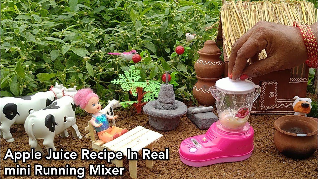 Apple Juice Recipe || juive recipe in real working mini mixer grinder #03
