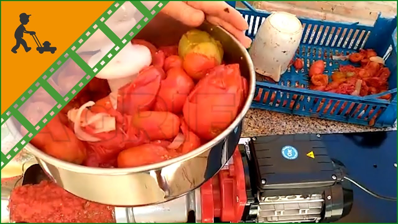 Reber 9011 NX tomato press with bench - No. 5 INOX - induction motor, 400 W - Customer's video