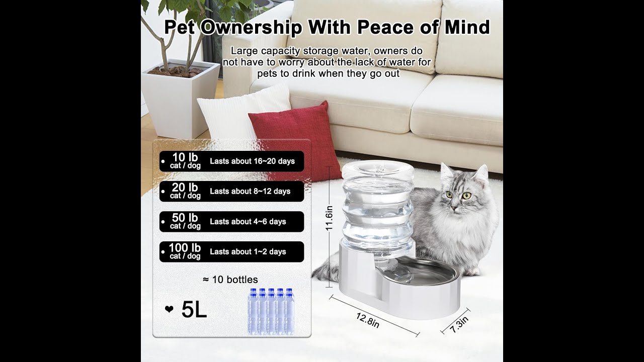 RIZZARI Automatic 5L Pet Waterer Gravity Stainless Steel Water Dispenser Large Capacity Water Feeder