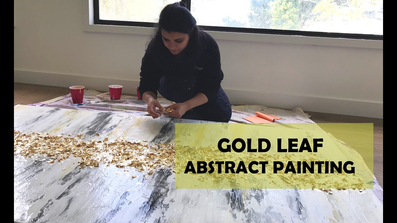 How to make modern abstract painting/ Gold Leaf, Acrylic Painting, Step by Step painting video