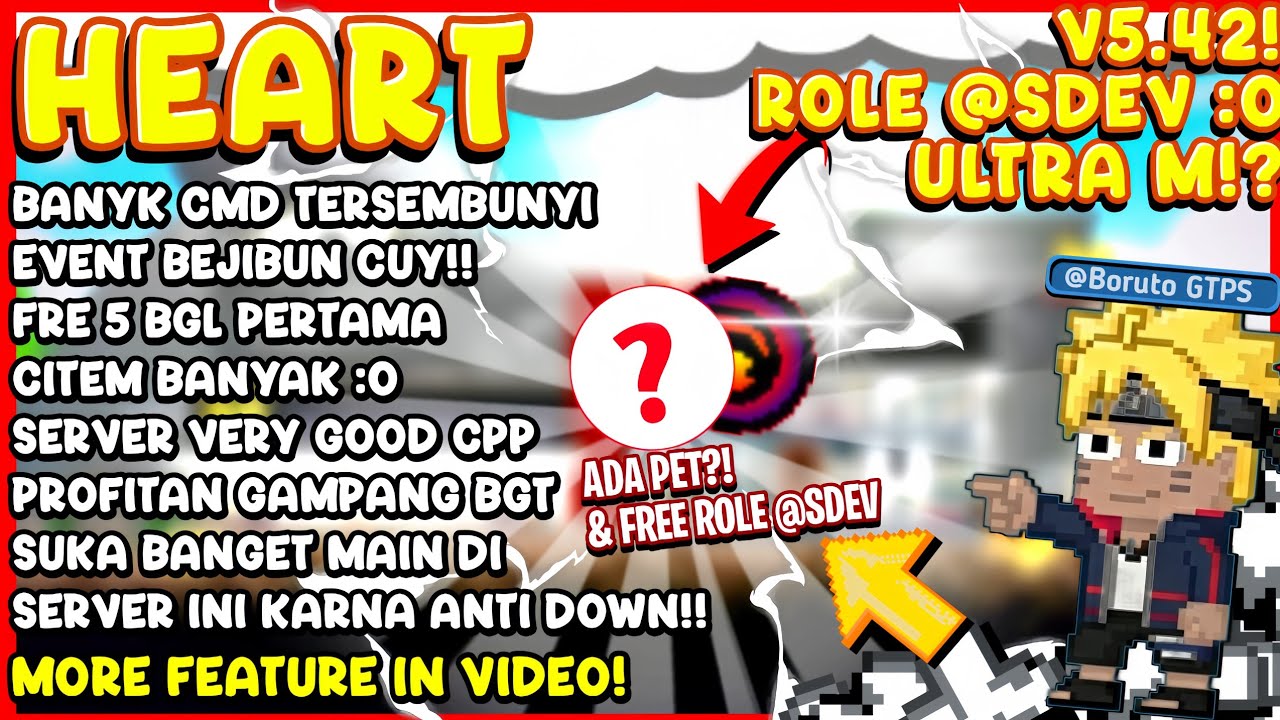 GIVEAWAY ROLE @SDEV!! BANYAK CMD GRATIS!! 😋🤙🏻 | GROWTOPIA PRIVATE SERVER 2026 | HEART-PS