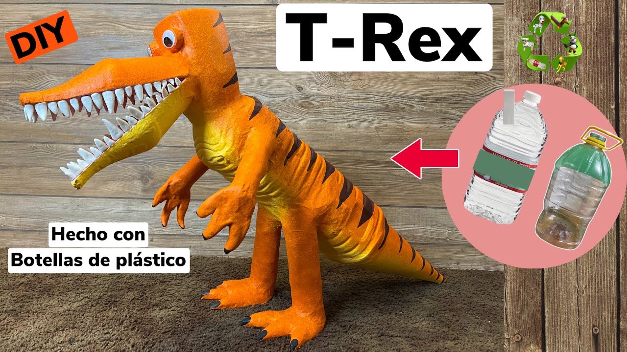 DIY-cómo hacer un DINOSAURIO T-REX con botellas de plástico