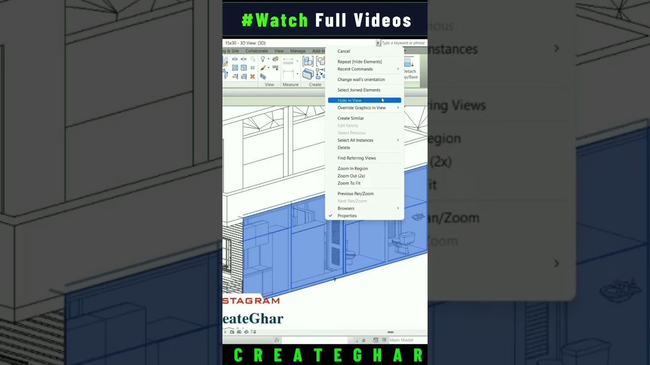 Hide in View #Revit #tutorial #autocad #architect #createghar