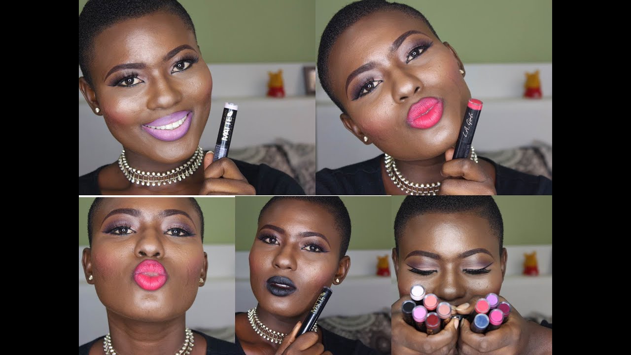 Lipstick swatches///LA GIRL FLAT VELVET MATTE LIPSTICK