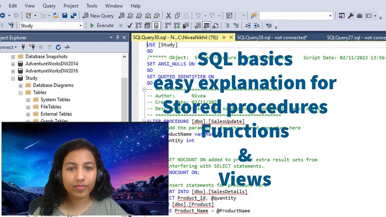 SQL Stored Procedures, Functions and Views explained basics