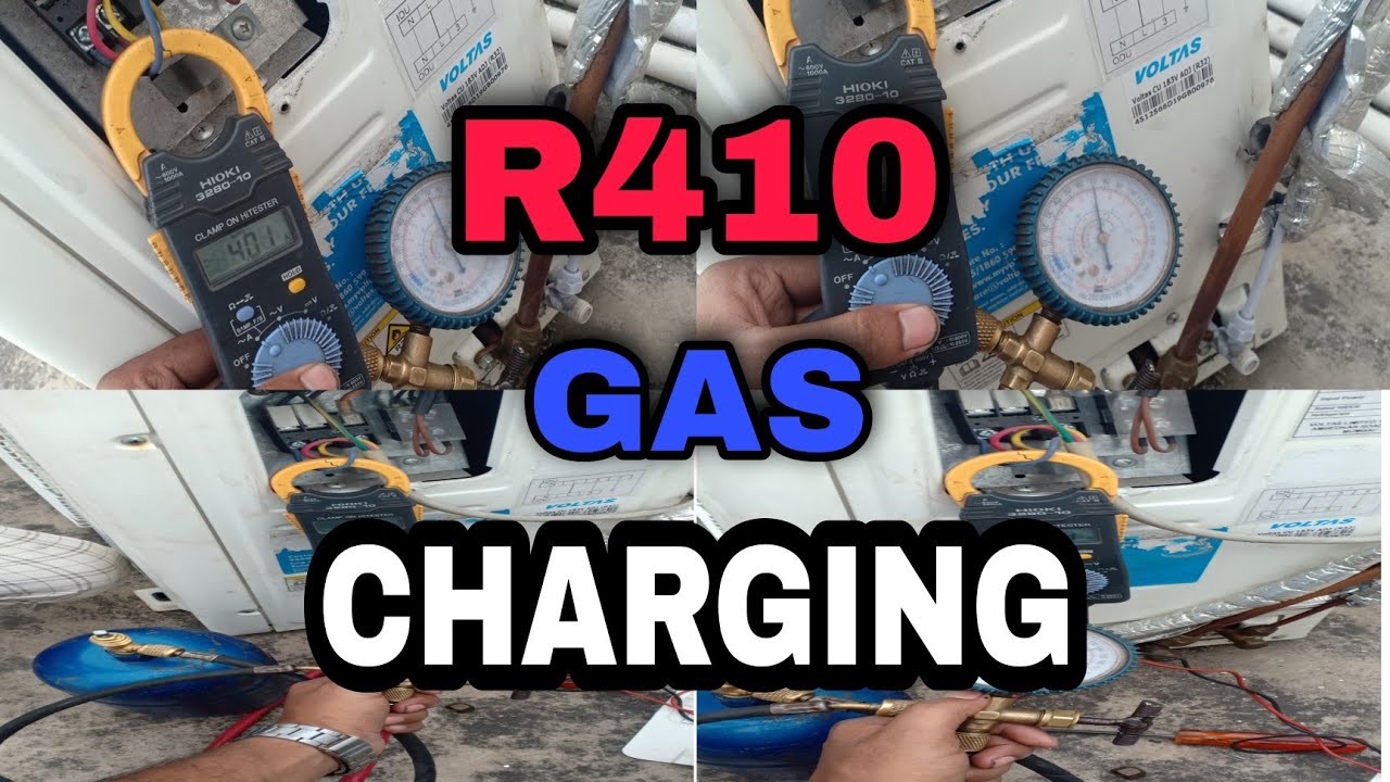 R410 Refrigerant charging-step by step procedure in hindi