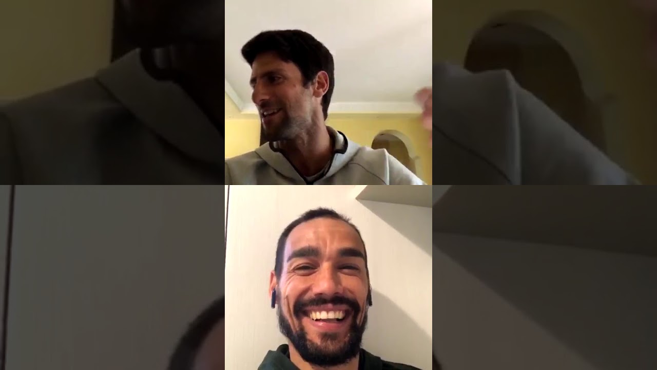 Novak Djokovic and Fabio Fognini talking on Instagram Live during quarantine